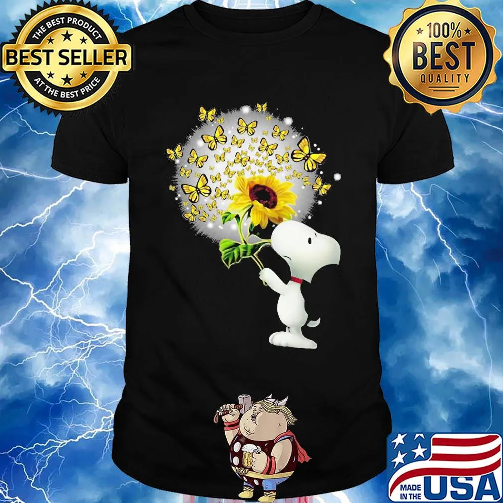 Snoopy sunflower and butterfly shirt