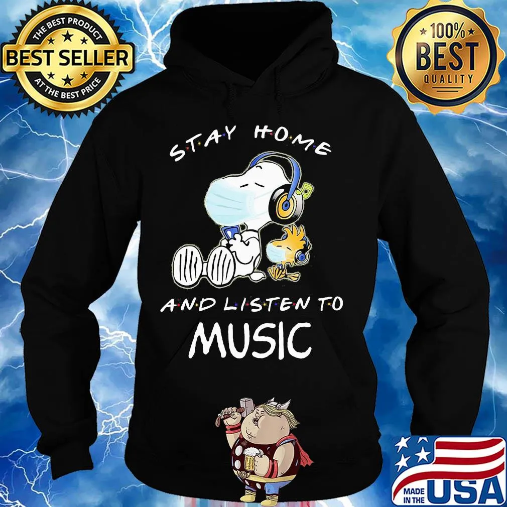 Snoopy wear mask stay home and listen to music covid-19 s Hoodie