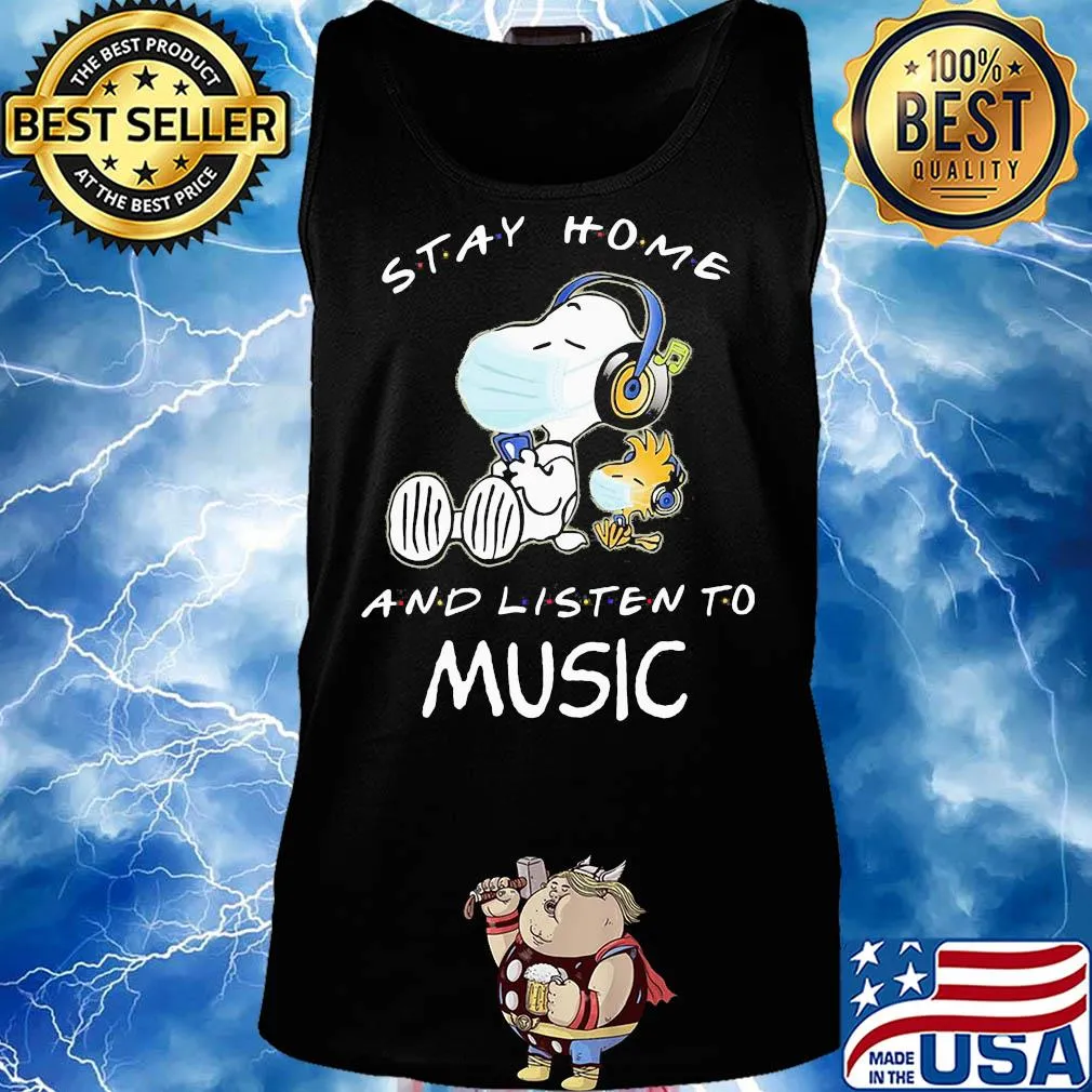 Snoopy wear mask stay home and listen to music covid-19 s Tank top