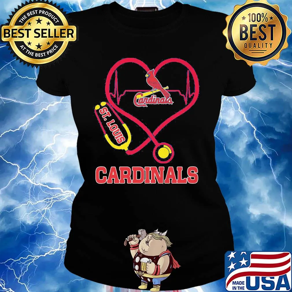 St. Louis cardinals baseball stethoscope heart s Ladies tee