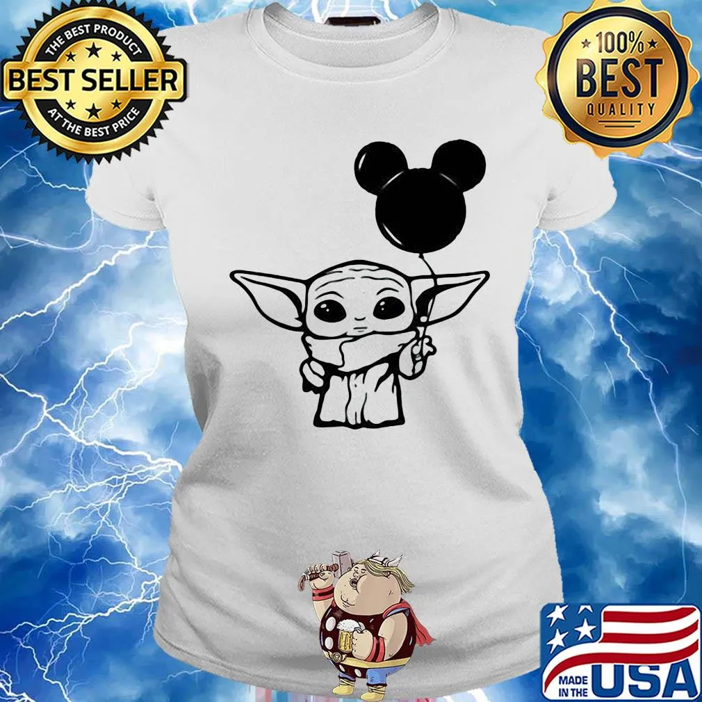 Star wars baby yoda holding balloon mickey mouse s Ladies tee