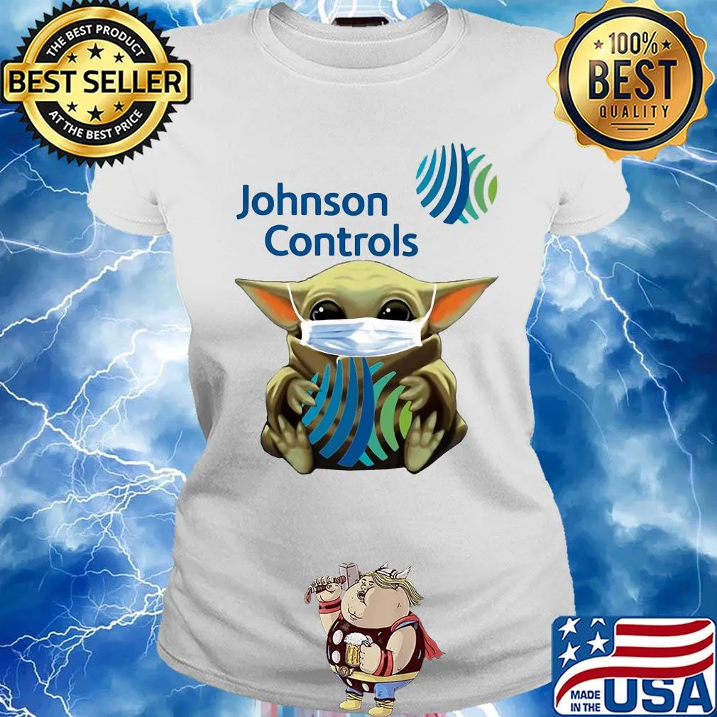 Star wars baby yoda hug johnson controls mask covid-19 s Ladies tee