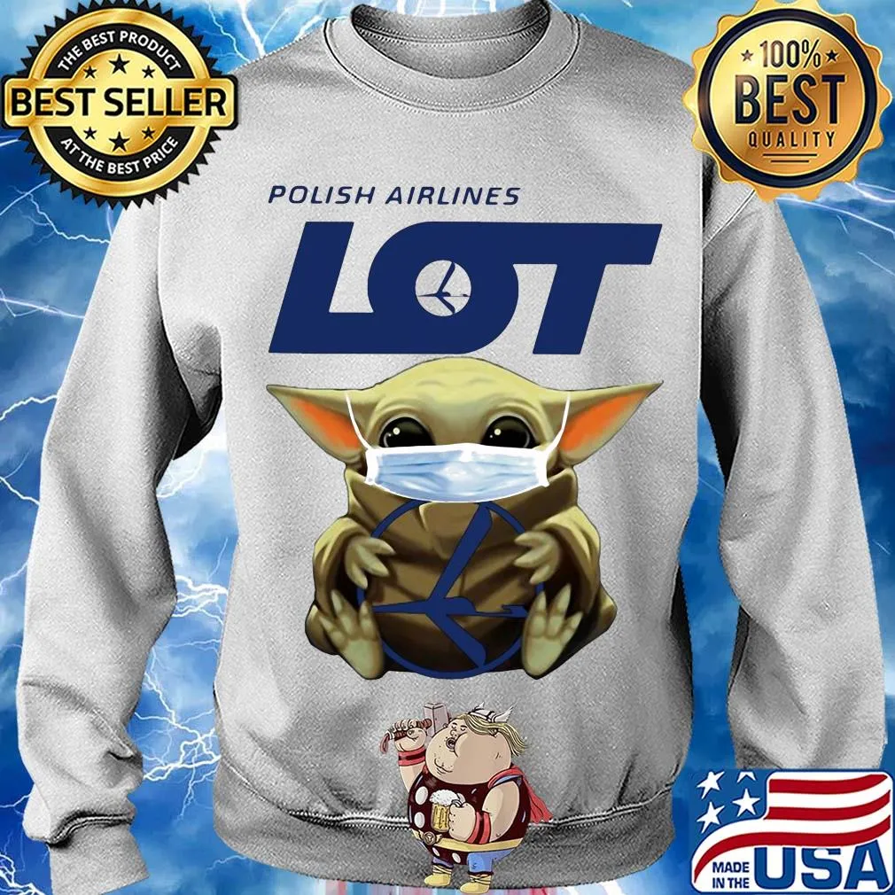 Star wars baby yoda hug polish airlines mask covid-19 s Sweater