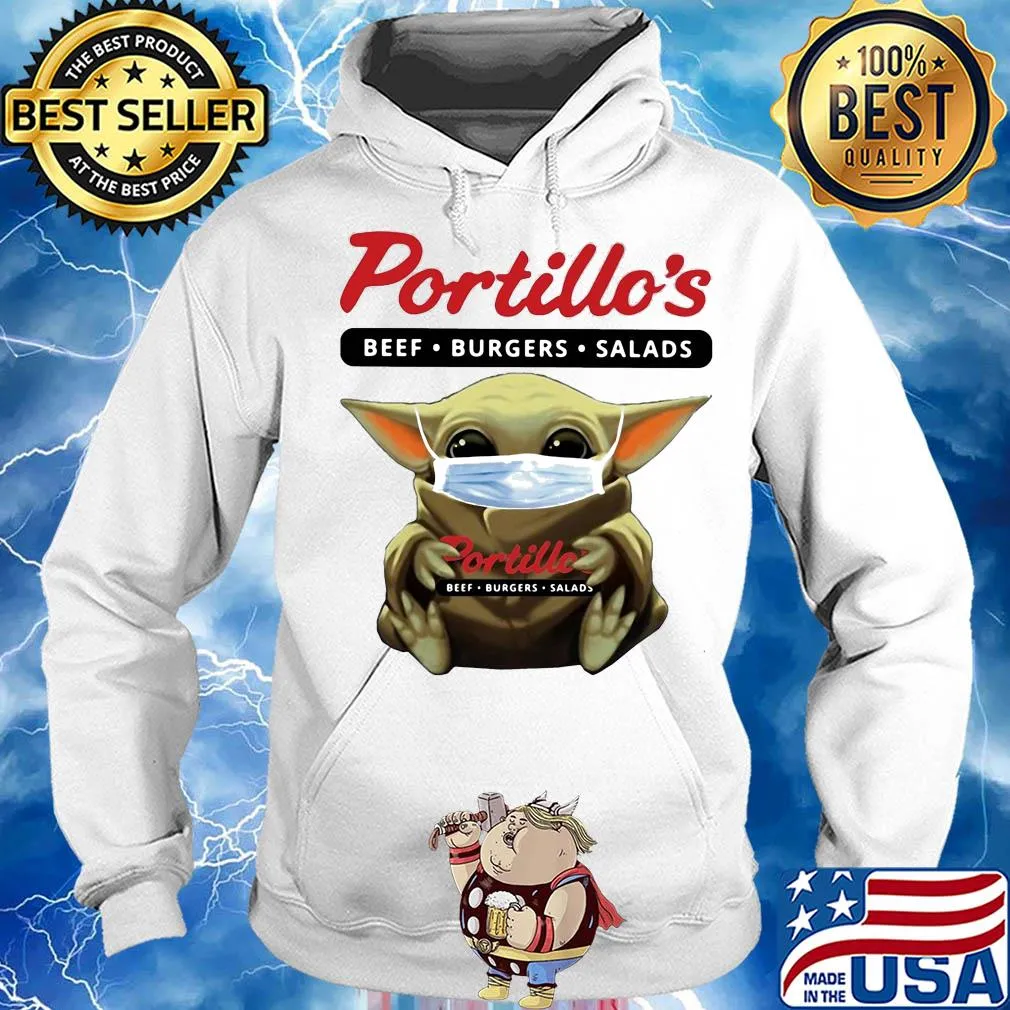 Star wars baby yoda hug portillo’s beef burgers salads mask covid-19 s Hoodie