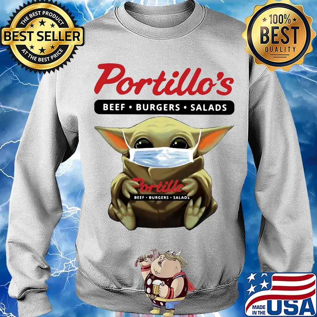 Star wars baby yoda hug portillo’s beef burgers salads mask covid-19 s Sweater