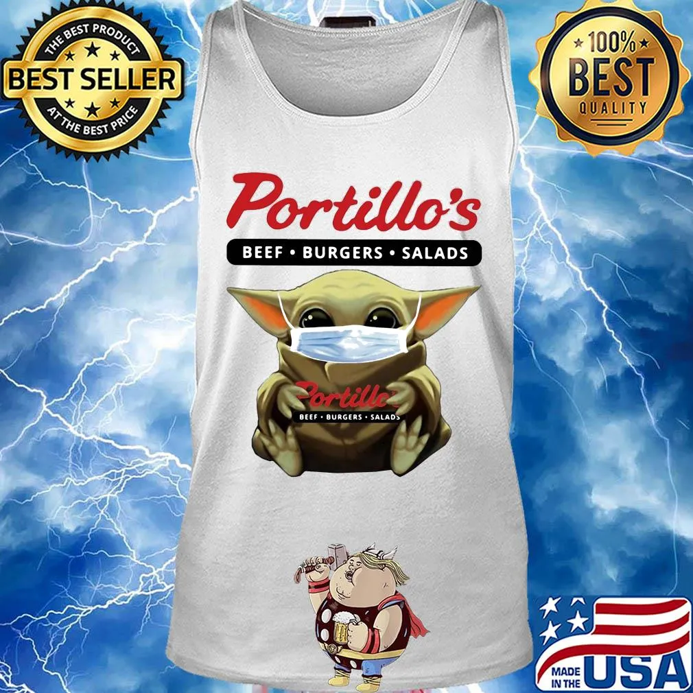 Star wars baby yoda hug portillo’s beef burgers salads mask covid-19 s Tank top