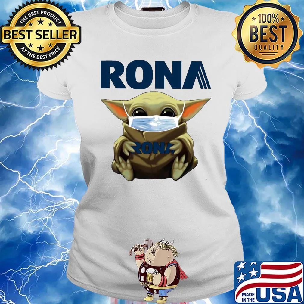 Star wars baby yoda hug rona mask covid-19 s Ladies tee