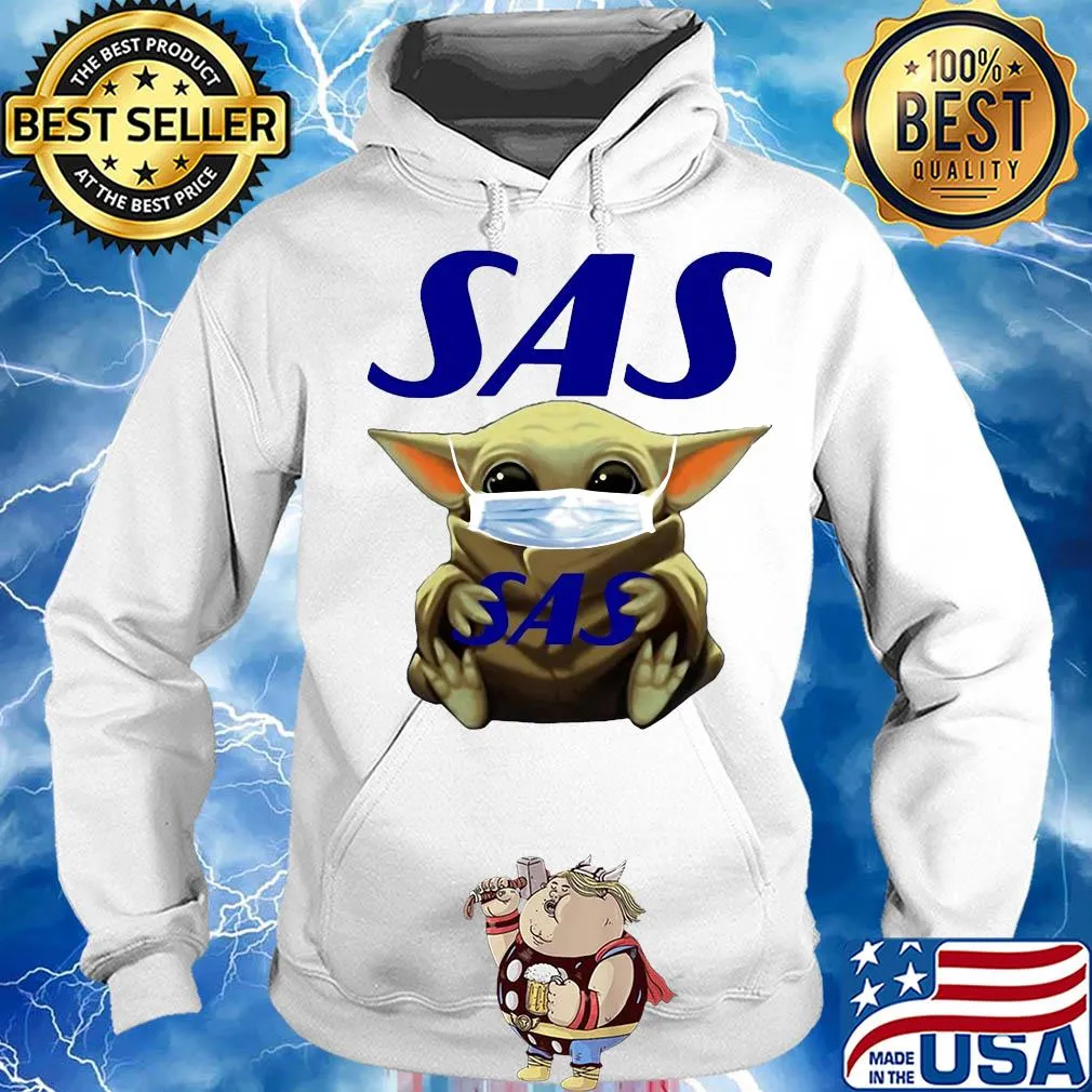 Star wars baby yoda hug scandinavian airlines logo mask covid-19 s Hoodie