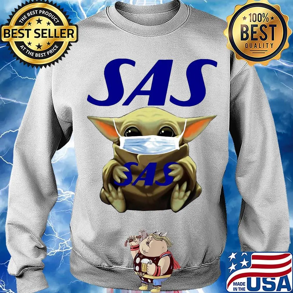 Star wars baby yoda hug scandinavian airlines logo mask covid-19 s Sweater