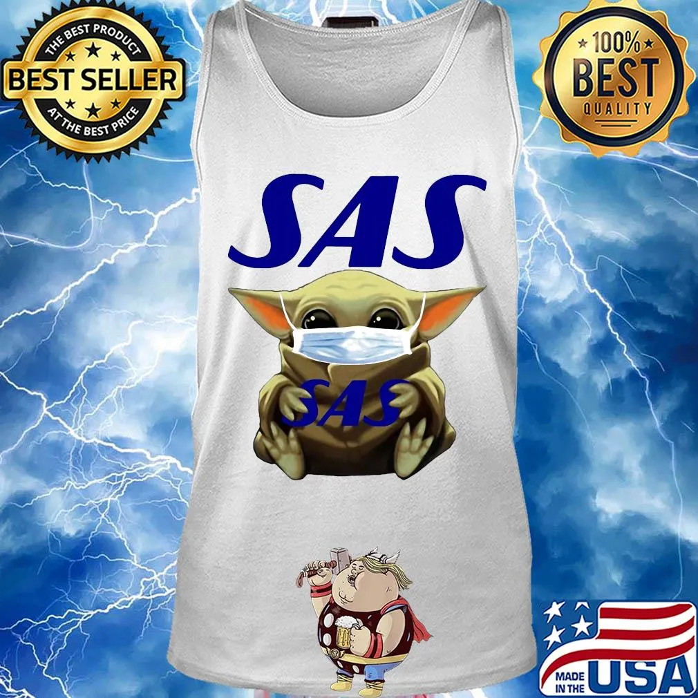 Star wars baby yoda hug scandinavian airlines logo mask covid-19 s Tank top