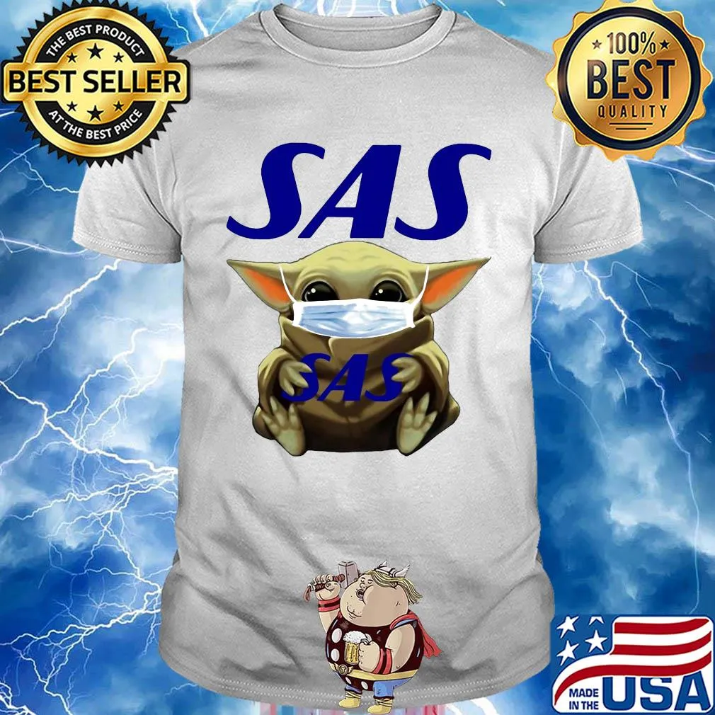 Star wars baby yoda hug scandinavian airlines logo mask covid-19 shirt
