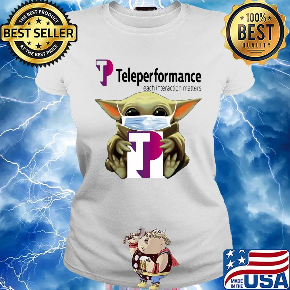 Star wars baby yoda hug teleperformance each interaction matters mask covid-19 s Ladies tee