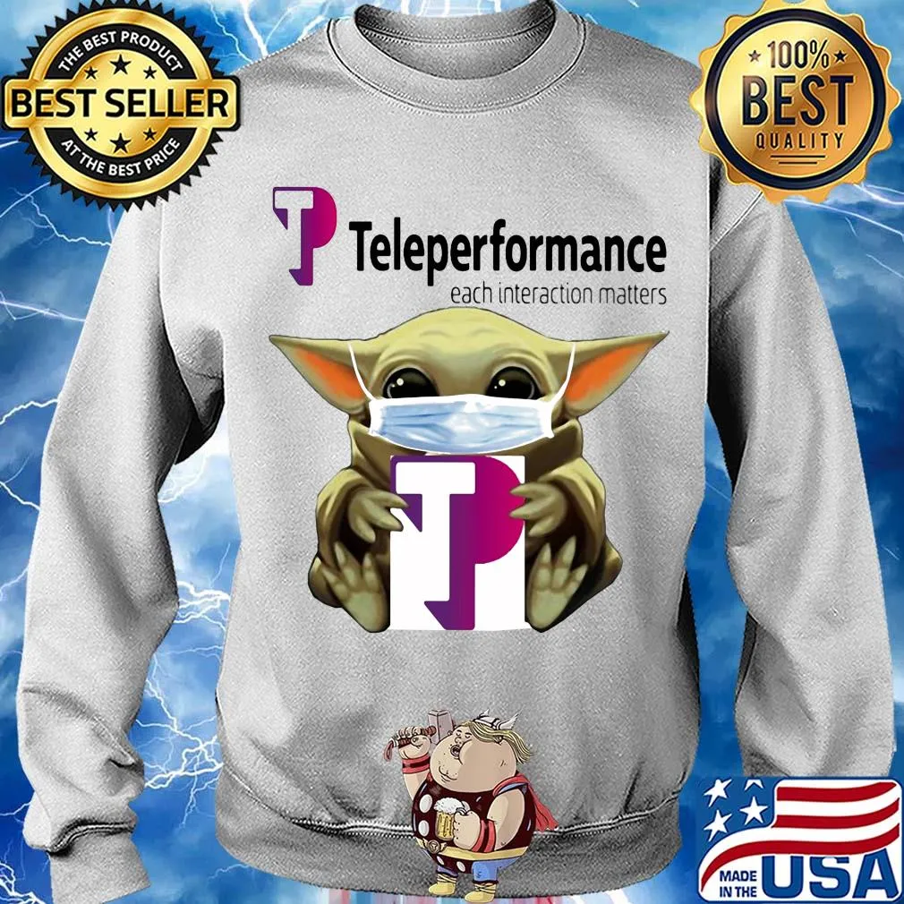 Star wars baby yoda hug teleperformance each interaction matters mask covid-19 s Sweater