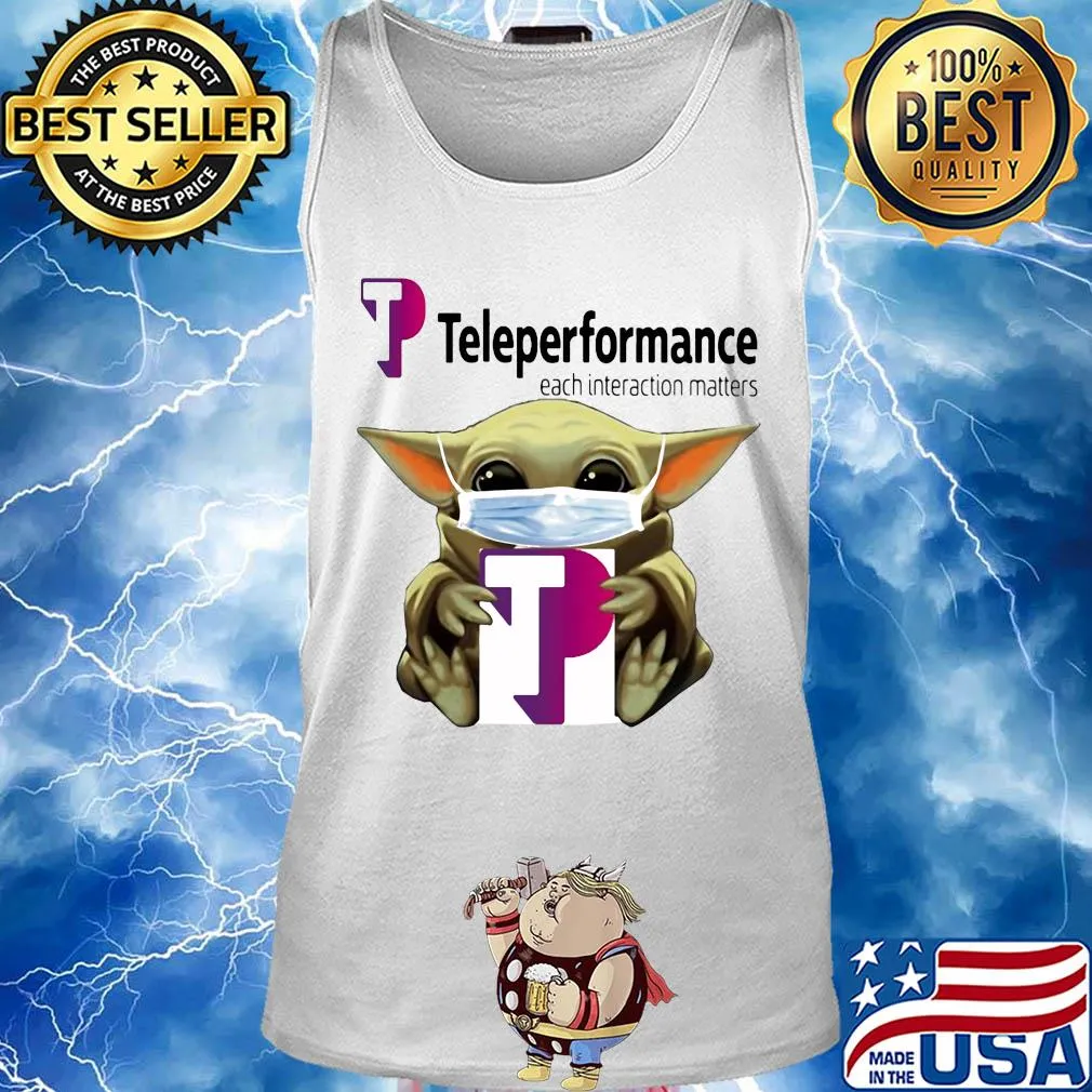 Star wars baby yoda hug teleperformance each interaction matters mask covid-19 s Tank top