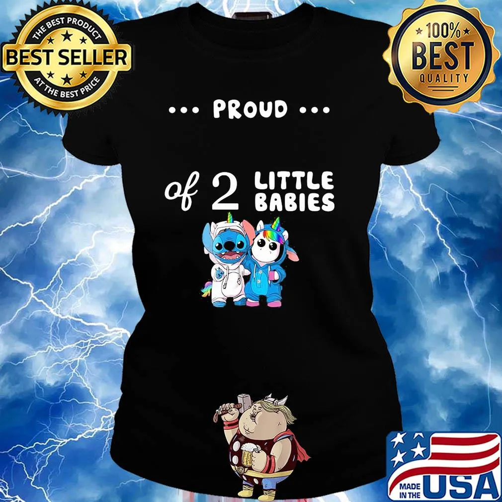 Stitch and unicorn proud of 2 little babies s Ladies tee