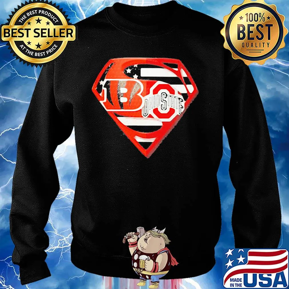 Superhero cincinnati bengals and ohio state buckeyes diamond independence day american flag s Sweater