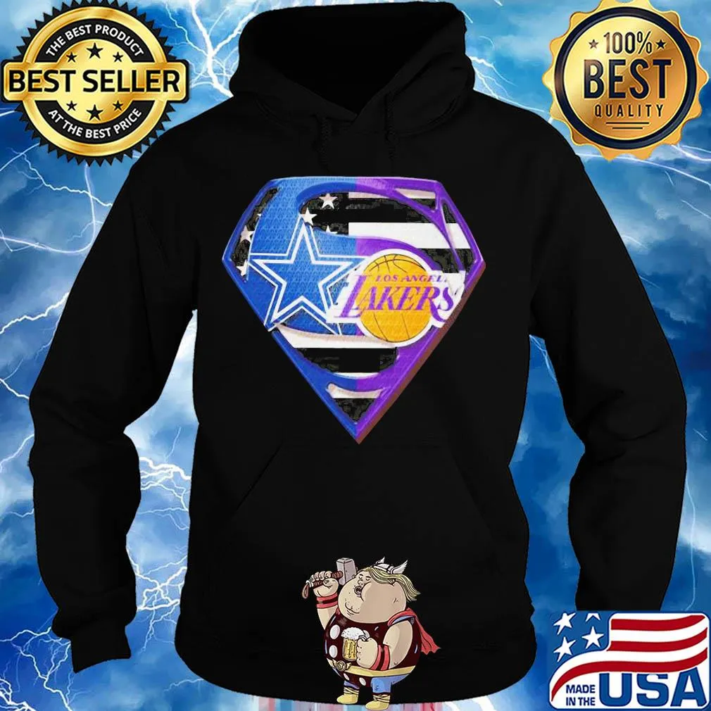 Superhero dallas cowboys and los angeles lakers diamond american flag independence day s Hoodie