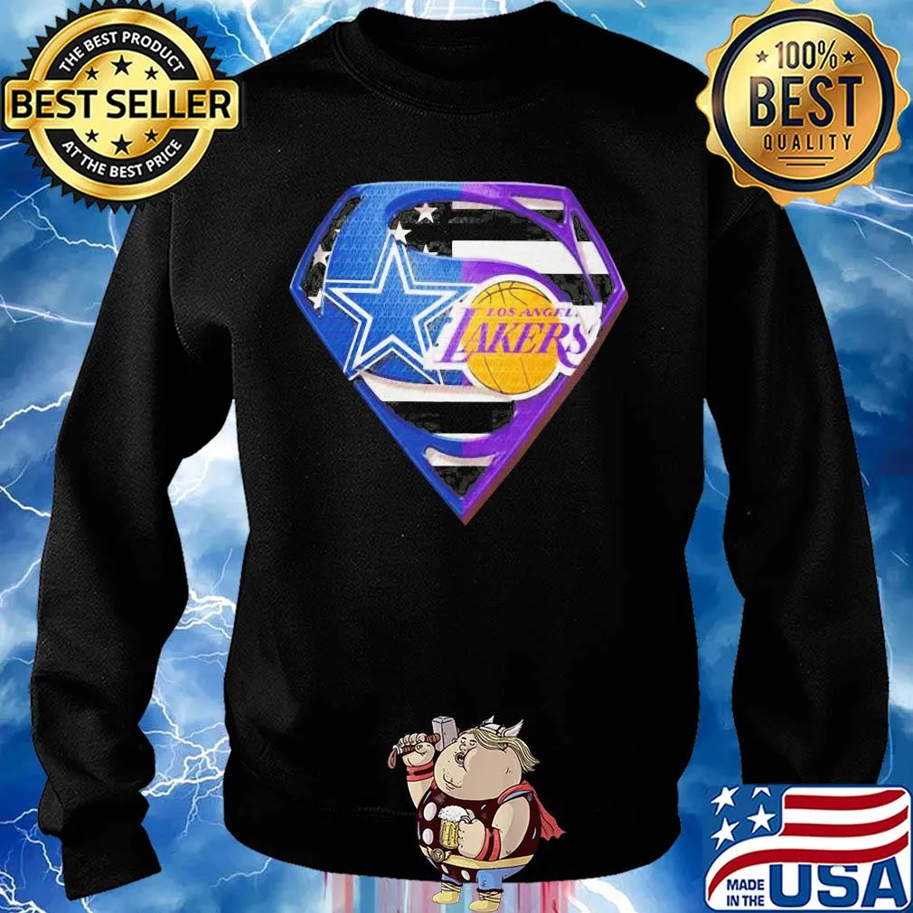 Superhero dallas cowboys and los angeles lakers diamond american flag independence day s Sweater