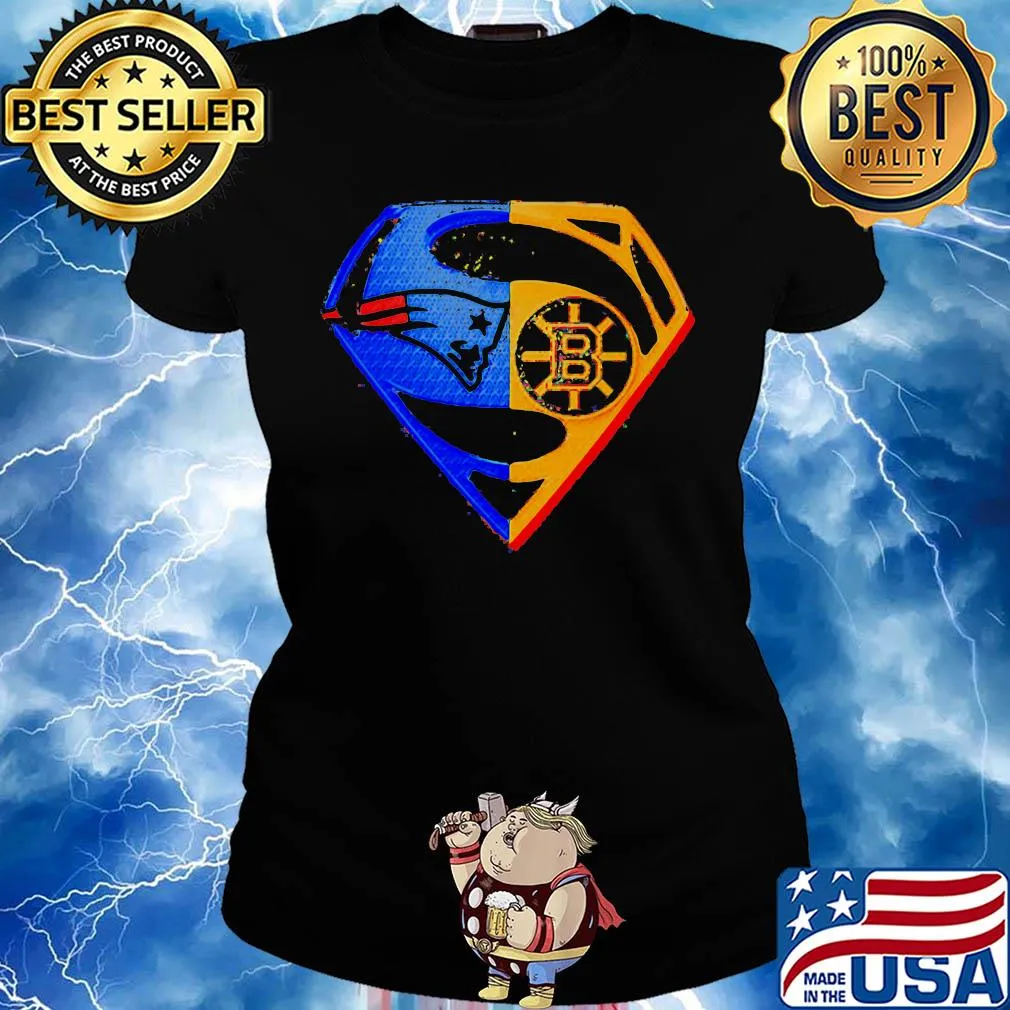 Superhero new england patriots and boston bruins diamond s Ladies tee