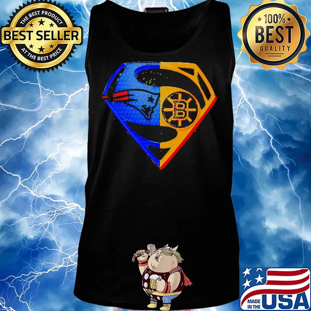 Superhero new england patriots and boston bruins diamond s Tank top