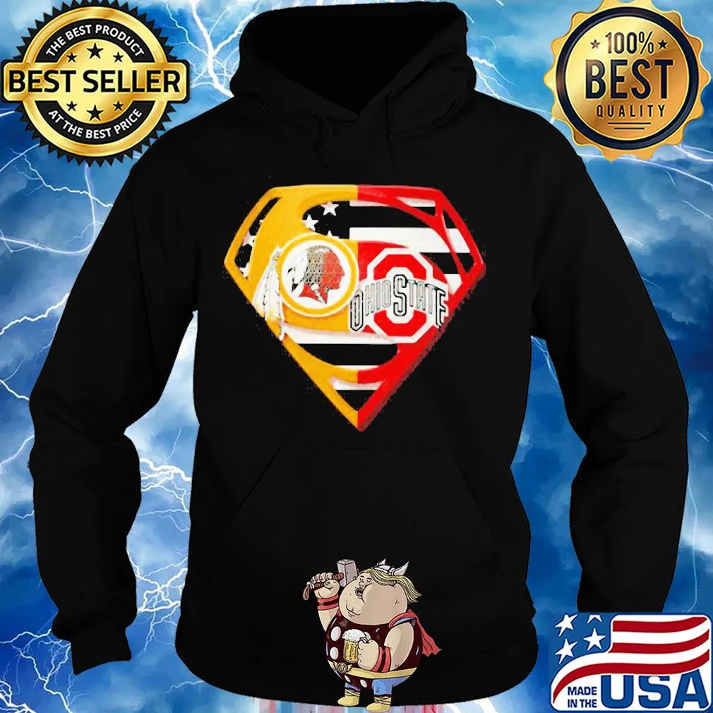 Superhero washington redskins and ohio state buckeyes diamond american flag s Hoodie