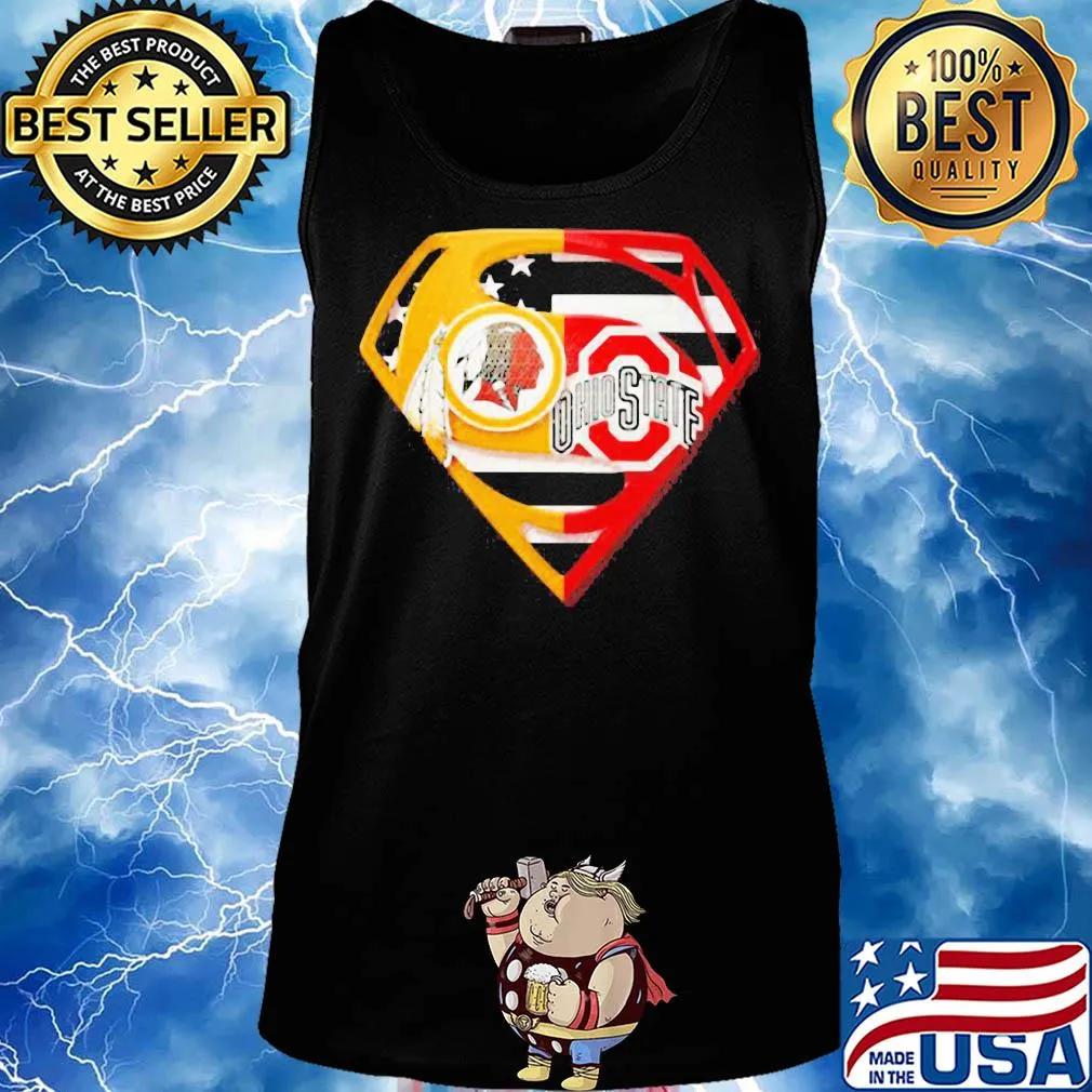 Superhero washington redskins and ohio state buckeyes diamond american flag s Tank top