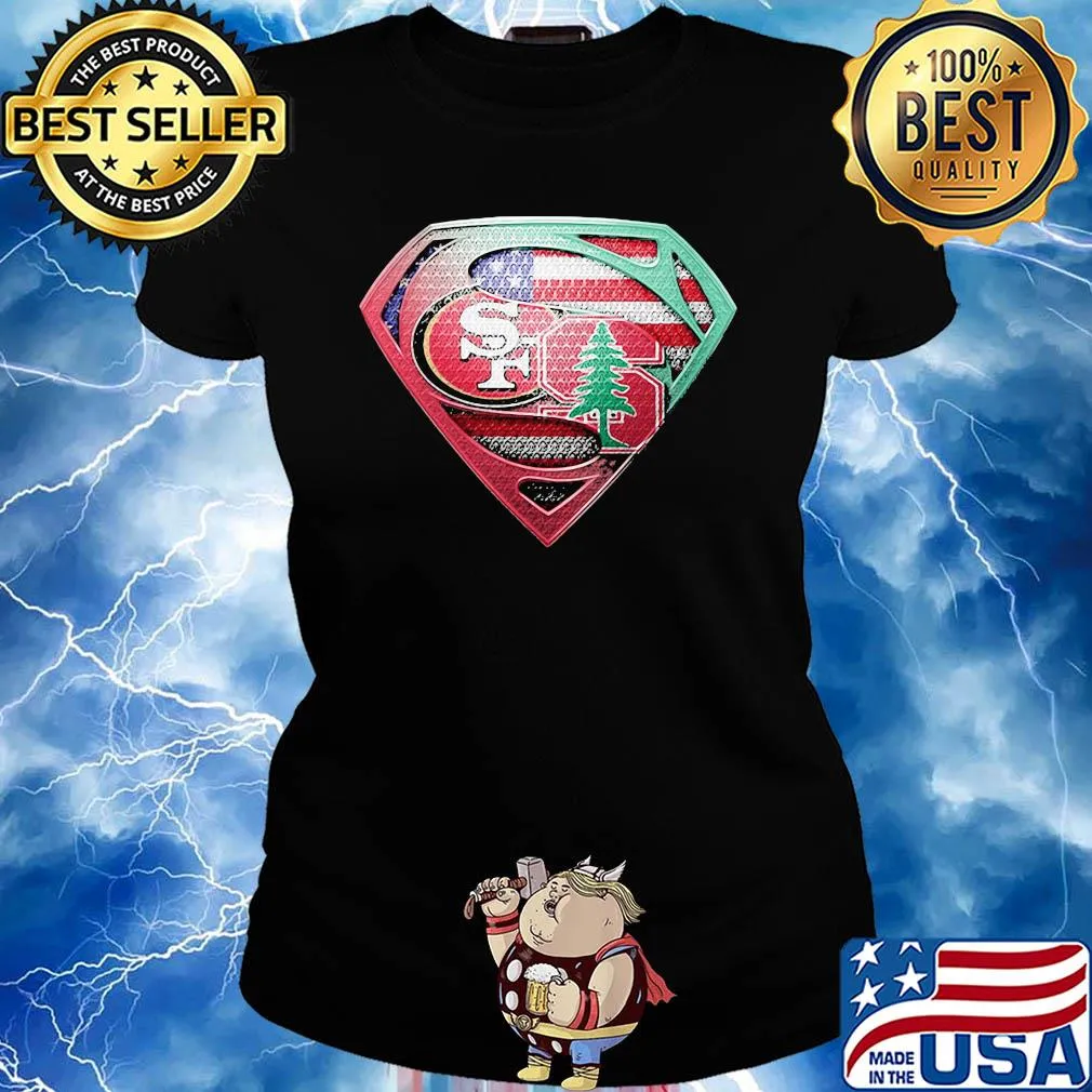 Superman san francisco 49ers vs spine american flag independence day s Ladies tee