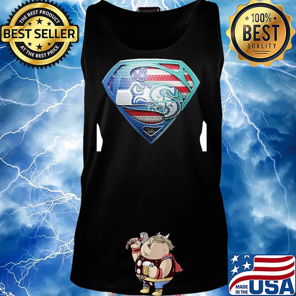 Superman seattle seahawks and seattle mariners american flag independence day s Tank top