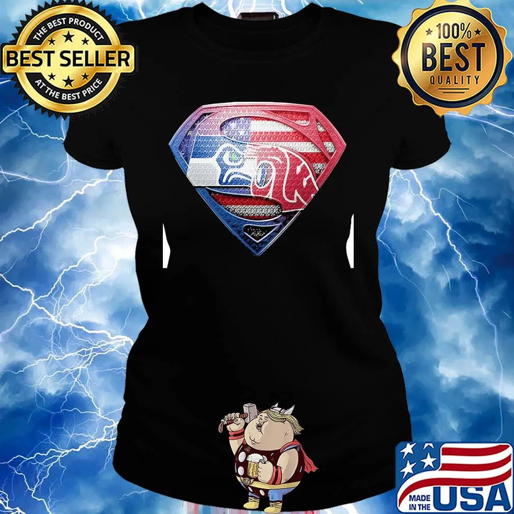 Superman seattle seahawks and washington state cougars american flag independence day s Ladies tee