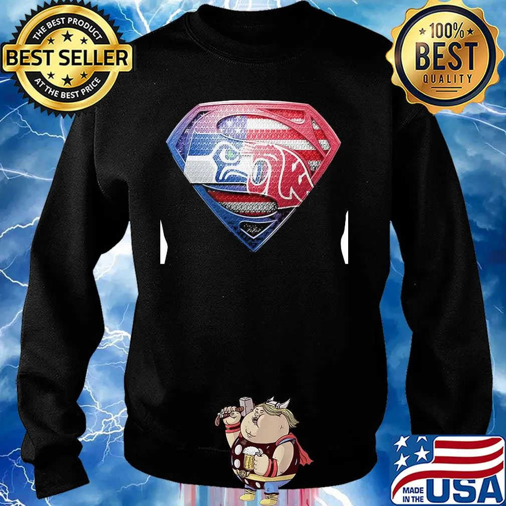 Superman seattle seahawks and washington state cougars american flag independence day s Sweater