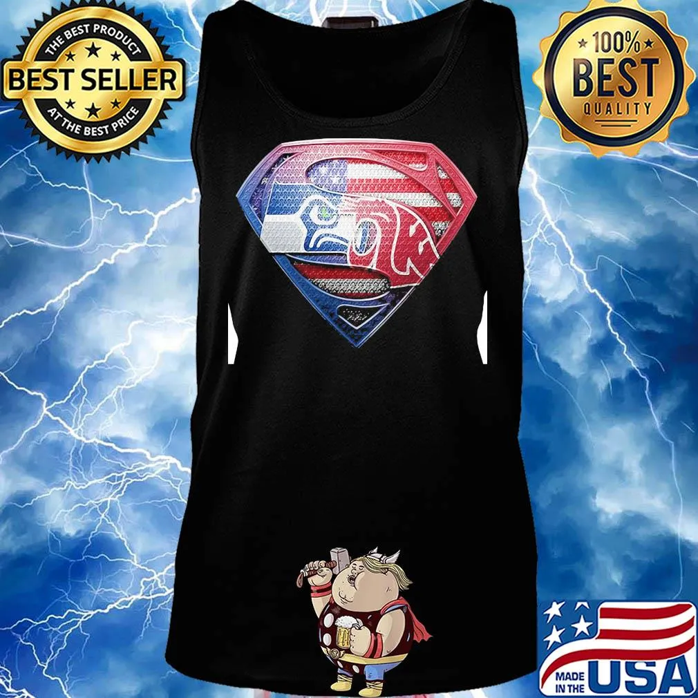 Superman seattle seahawks and washington state cougars american flag independence day s Tank top