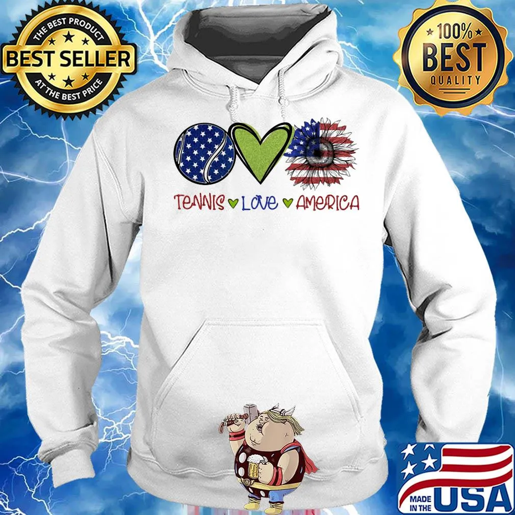 Tennis love heart sunflower American flag veteran Independence Day s Hoodie