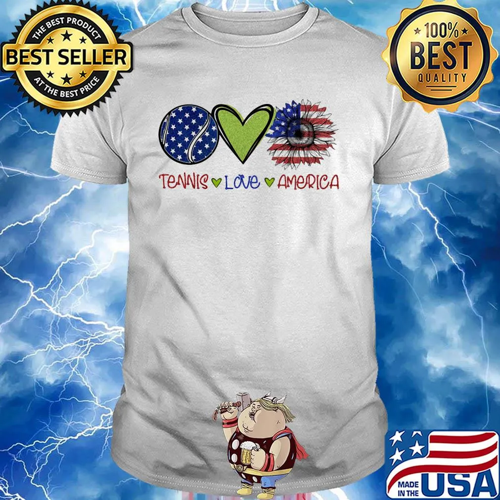 Tennis love heart sunflower American flag veteran Independence Day shirt