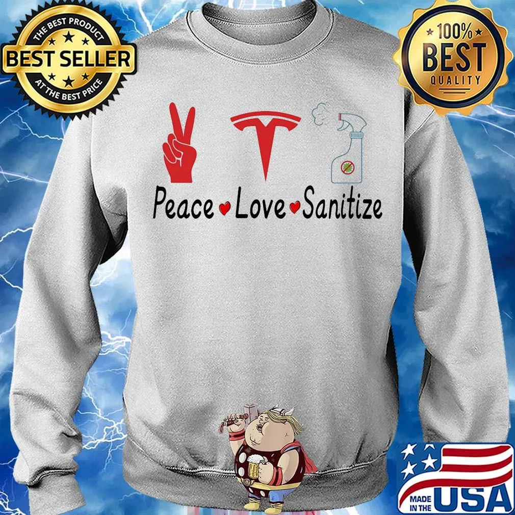 Tesla gigafactory peace love sanitize covid-19 s Sweater