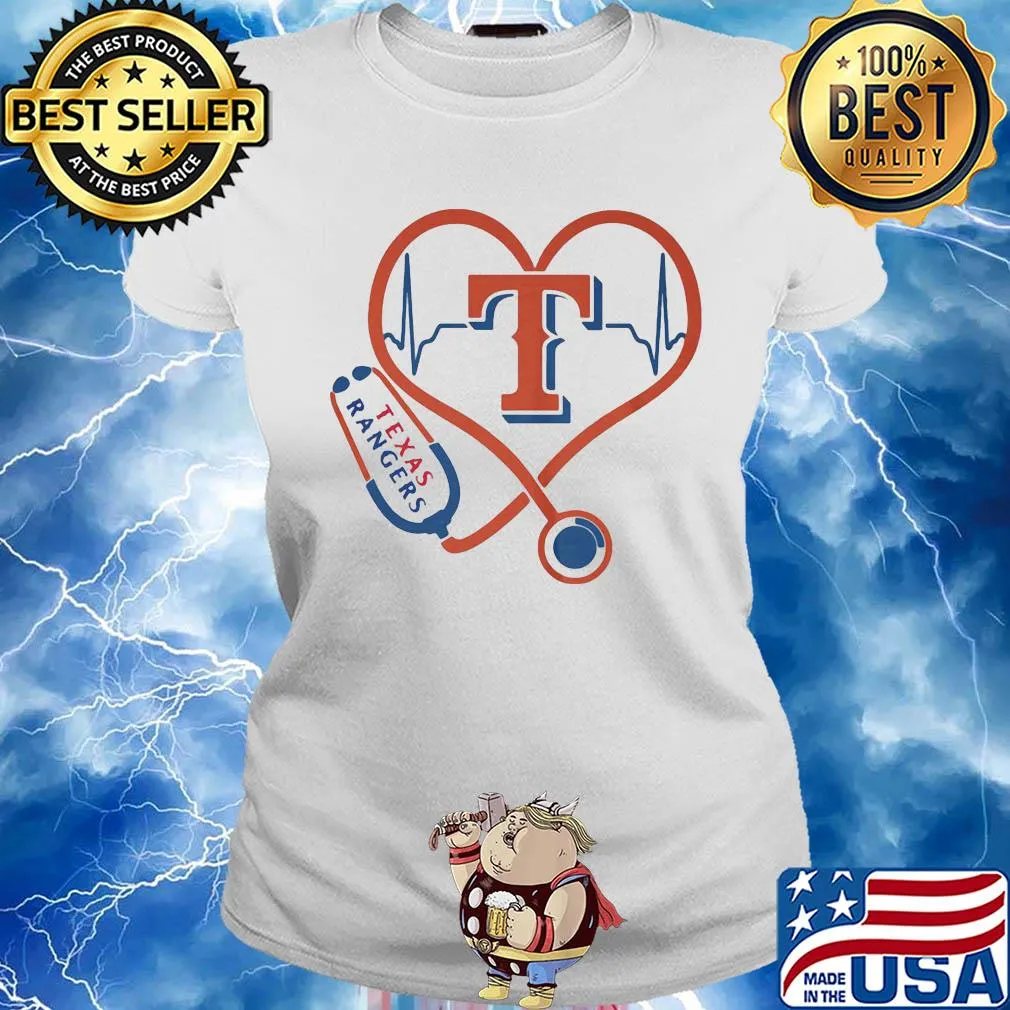 Texas rangers baseball stethoscope heart s Ladies tee