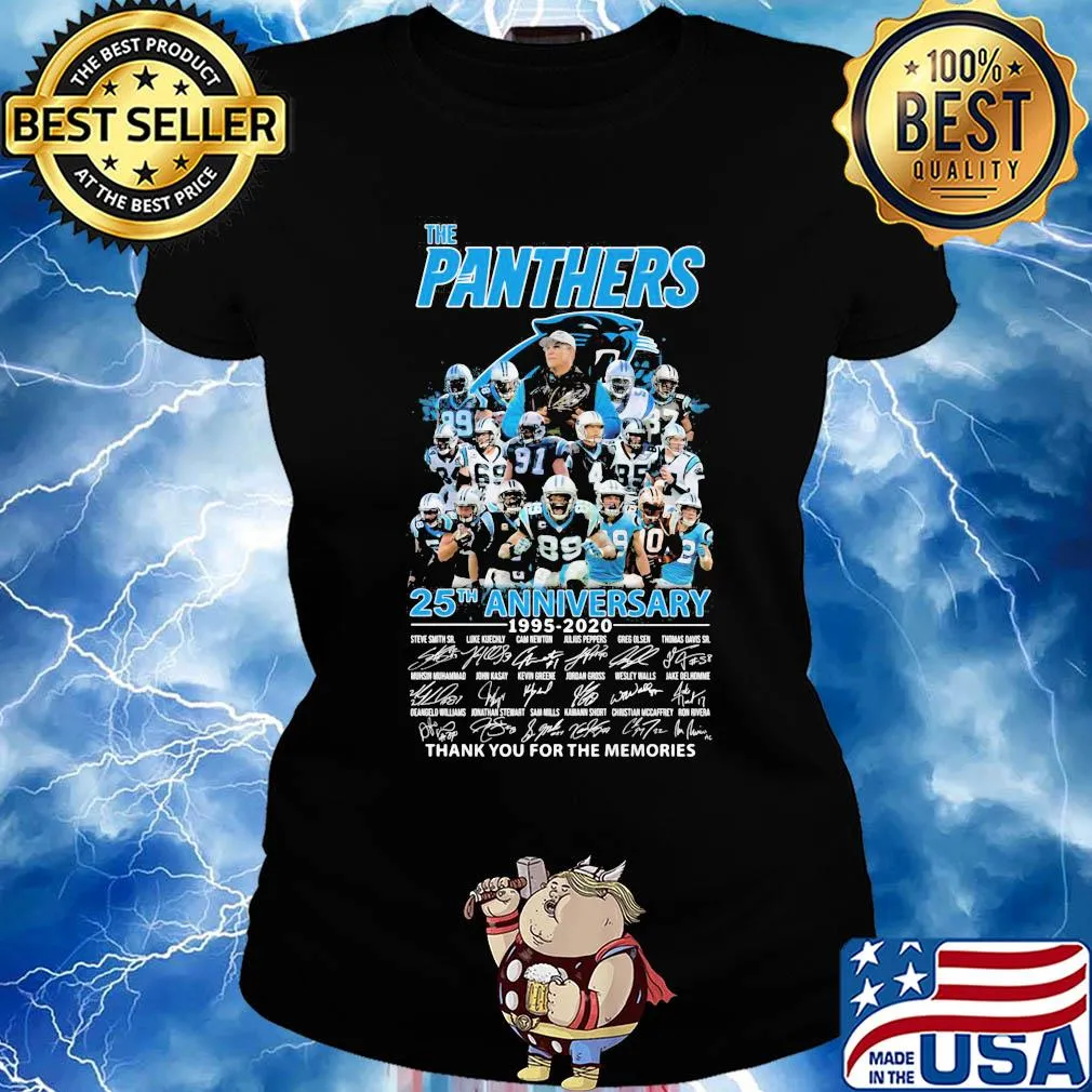 The carolina panthers 25th anniversary 1995 2020 thank you for the memories signatures s Ladies tee