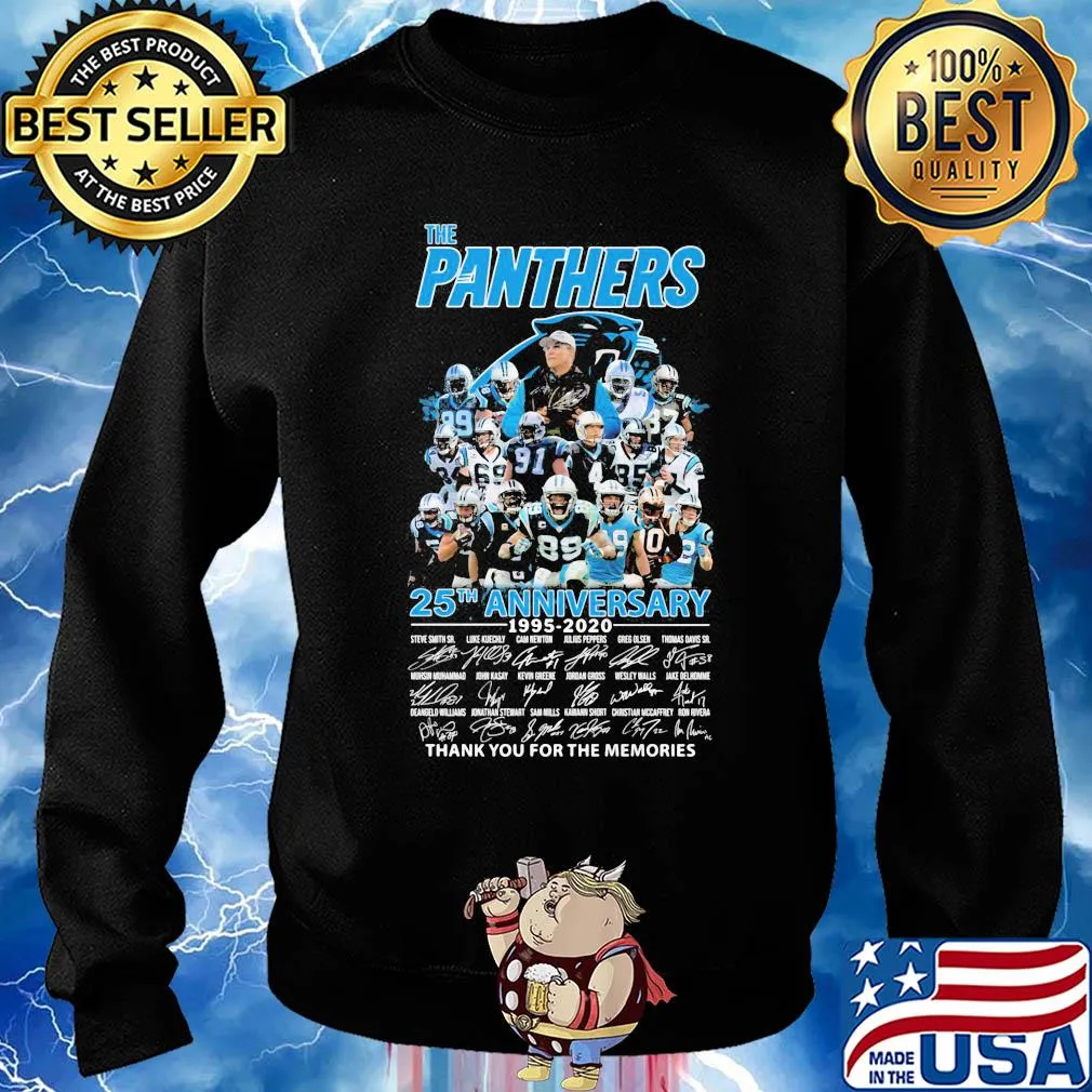 The carolina panthers 25th anniversary 1995 2020 thank you for the memories signatures s Sweater