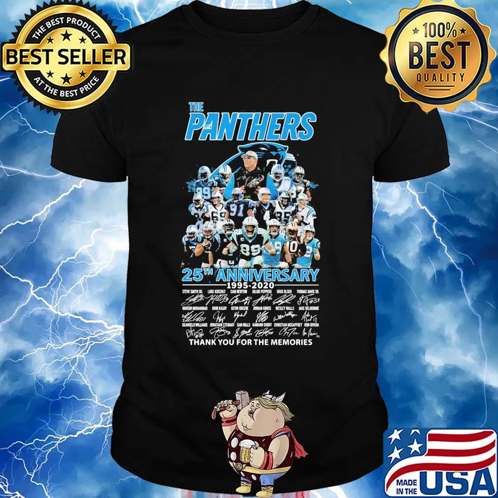 The carolina panthers 25th anniversary 1995 2020 thank you for the memories signatures shirt