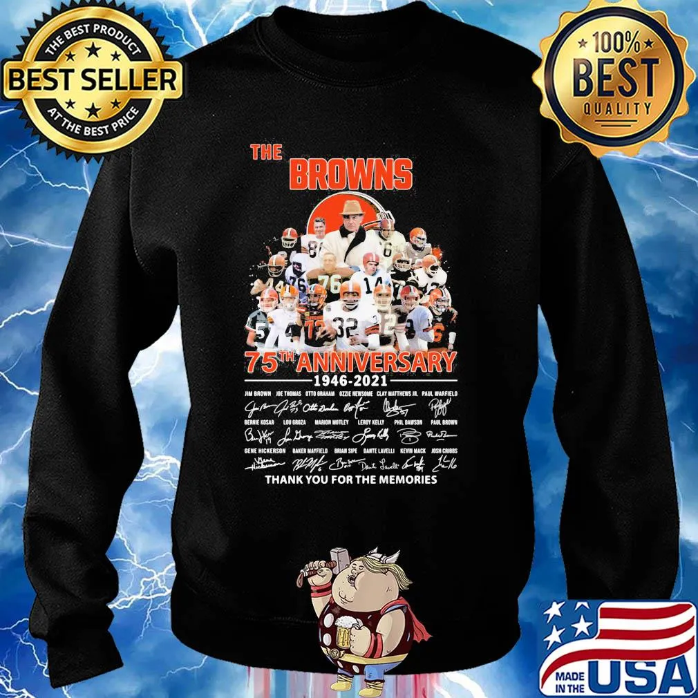 The cleveland browns 75th anniversary 1946 2021 thank you for the memories signatures s Sweater
