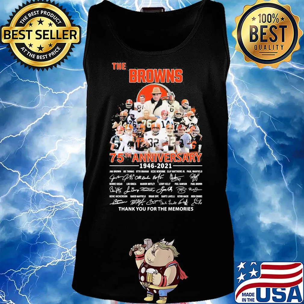 The cleveland browns 75th anniversary 1946 2021 thank you for the memories signatures s Tank top