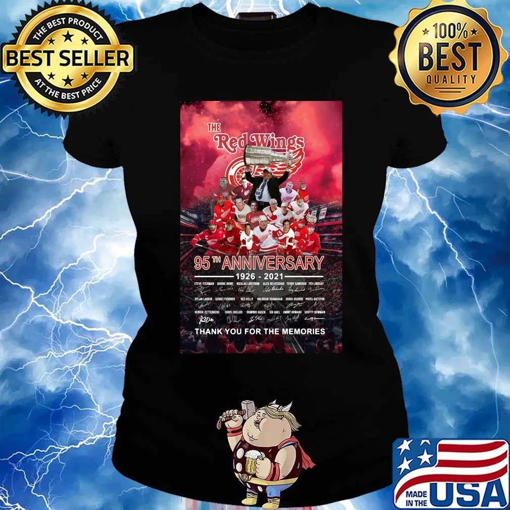 The detroit red wings 95th anniversary 1926 2021 thank you for the memories signatures s Ladies tee