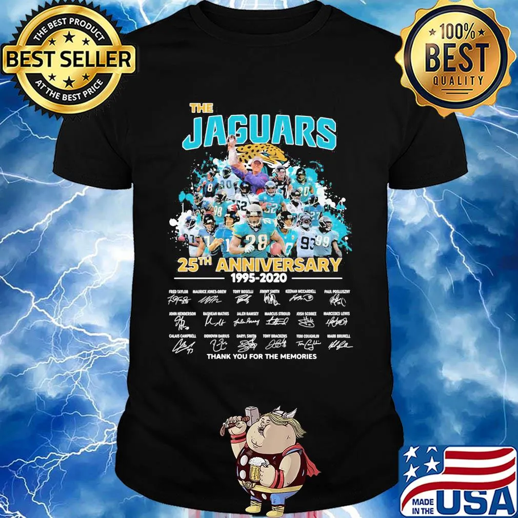The jacksonville jaguars 25th anniversary 1995 2020 thank you for the memories signatures shirt