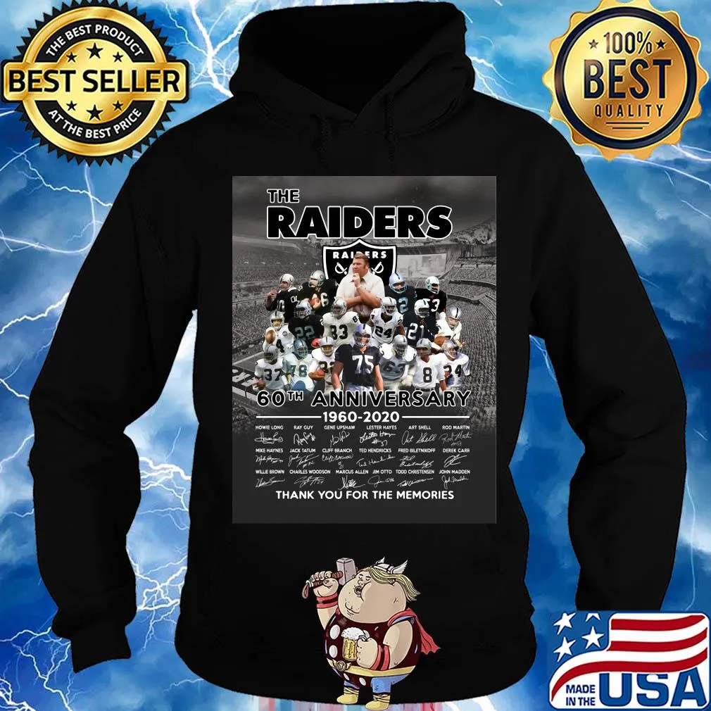 The oakland raiders 60th anniversary 1960 2020 thank you for the memories signatures s Hoodie