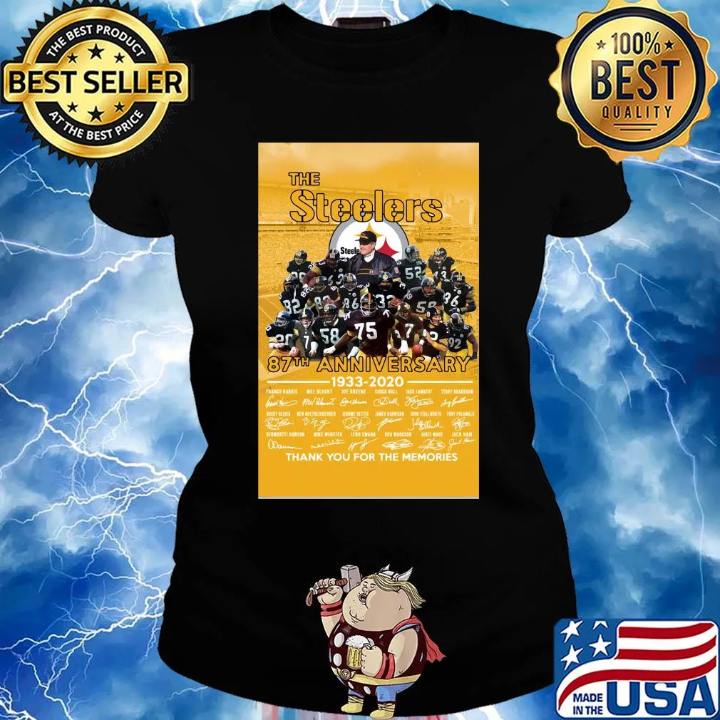 The pittsburgh steelers 87th anniversary 1933 2020 thank you for the memories signatures s Ladies tee