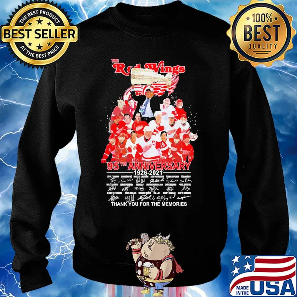The red wings 95th anniversary 1926 2021 thank you for the memories signatures s Sweater