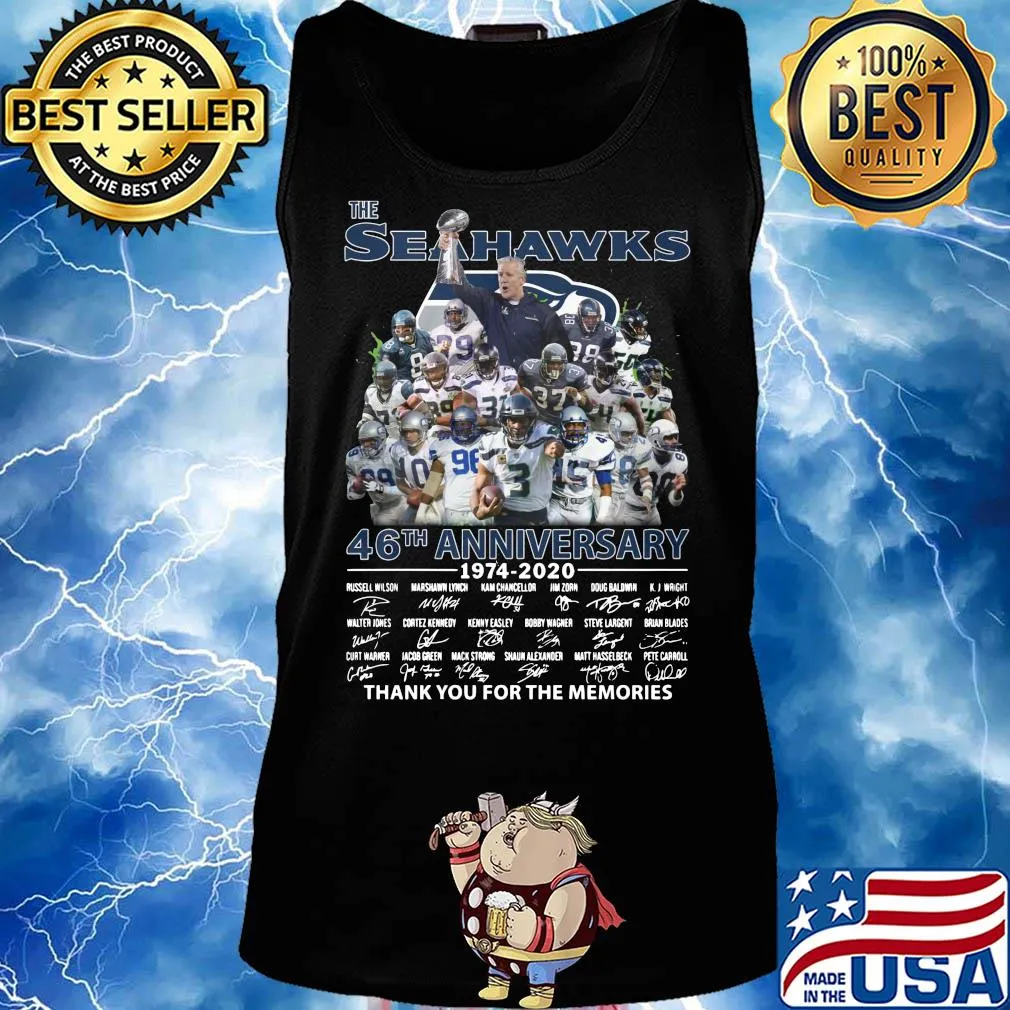 The Seattle Seahawks 46th anniversary 1974 2020 thank you for the memories signatures s Tank top