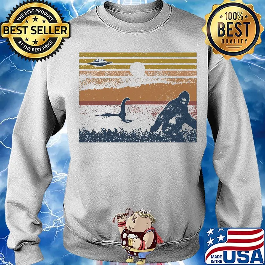 Ufo dinosaurs and bigfoot vintage s Sweater