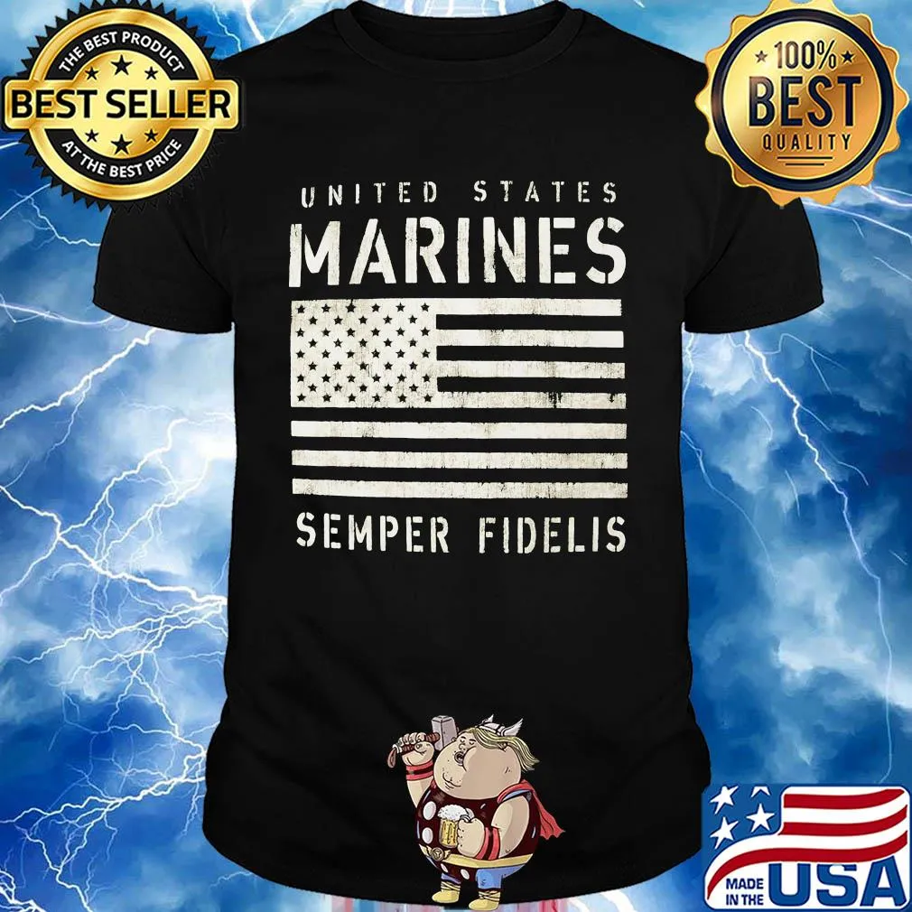 United states marines semper fidelis american flag shirt