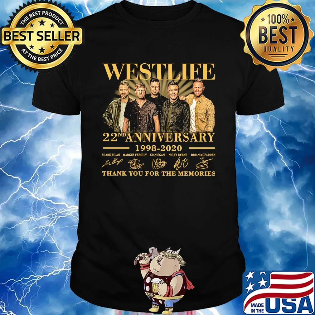Westlife 22nd anniversary 1998-2020 thank you for the memories signature shirt