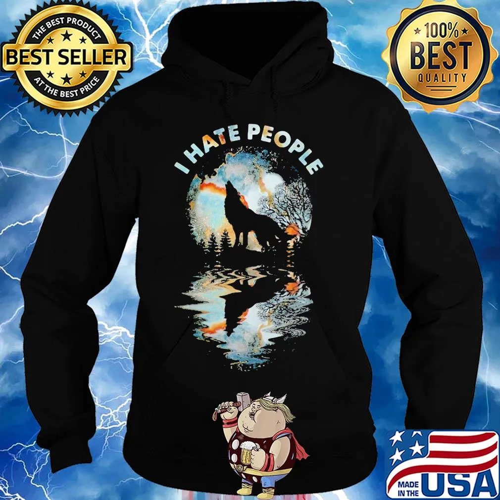Wolf I hate people mirror s Hoodie